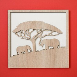 Wall Art - Elephant  | Oak Sonoma / White