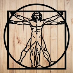 Leonardo da Vinci&#039;s Wooden Wall Art - Vitruvian Man | Black