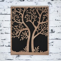 Wooden Home Decor - Tree in Frame | Tobacco oak / Black