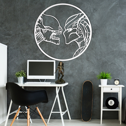 Wooden Wall Art - Alien vs. Predator | White
