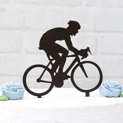 Drevený zápich na tortu s menom - Bicyklista | Wenge