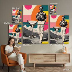 Retro pop art obraz - Gentleman s Martini | 90x136 cm