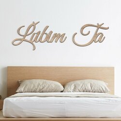 Drevený nápis na stenu - nálepka Ľúbim Ťa | Dub Sonoma