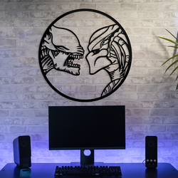 Wooden Wall Art - Alien vs. Predator | Black