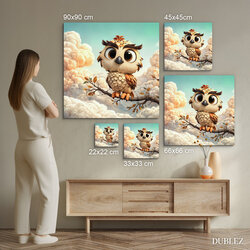 Detská nástenná dekorácia - Sovička v oblakoch