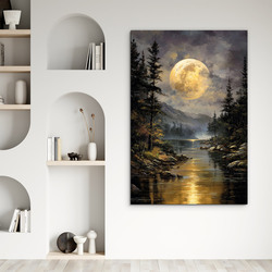 Obraz - Úplněk nad jezerem