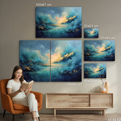 Abstraktný drevený obraz - Zlatý príliv