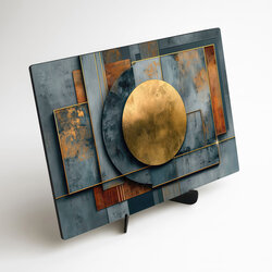 Drevený obraz - Industriálna abstraktná sféra