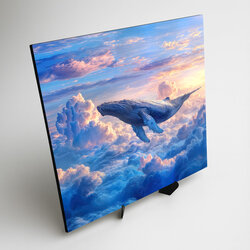 Wooden picture - Whale in the clouds