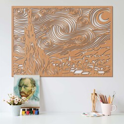 Wooden Picture of Vincent van Gogh - Starry Night | Beech