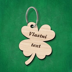 Dřevěná klíčenka s vlastním textem - Čtyřlístek
