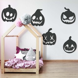 Drevená výzdoba na Halloween - Tekvice | Antracitovo-šedá