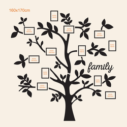 Drevený strom na stenu s fotorámikmi - Family | 160x170 cm
