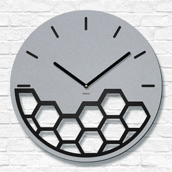  Drevené nástenné hodiny - Geometria plástov | Strieborná