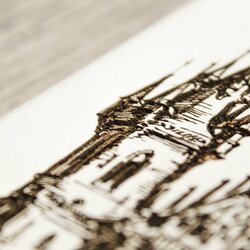 Black and White Wooden Picture of Prague | White