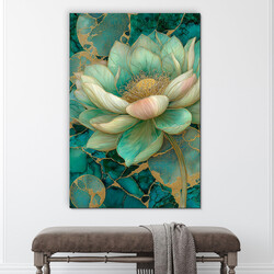 Emerald lotus - Luxury wooden picture