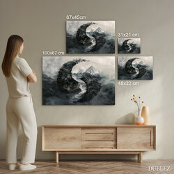 Moderný drevený obraz - Čierna vlna hôr