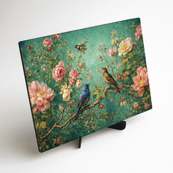 Vintage picture on wood - Garden full of life