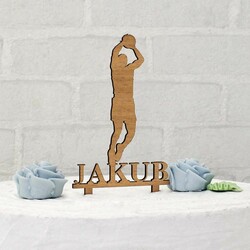 Drevený zápich na tortu s menom - Basketbalista | Buk