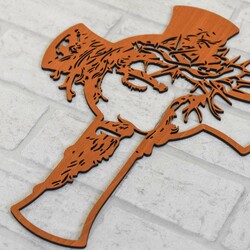 Wooden Cross on the Wall with Jesus | Cherry