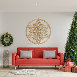 Christmas Mandala on the Wall - Snowflake | Gold Craft Oak