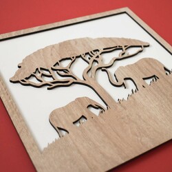 Wall Art - Elephant  | Oak Sonoma / White