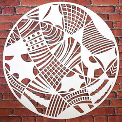 Wooden Abstract Picture - Yarn Ball | White