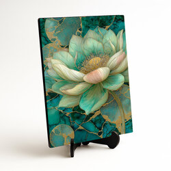 Emerald lotus - Luxury wooden picture