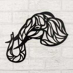 Drevená dekorácia na stenu - Slon  | Čierna