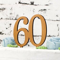Drevený zápich do torty k 60. narodeninám  | Buk