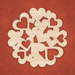 Drevený podpivník pod pohár - Srdiečka