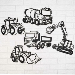 Wooden Sticker for Children&#039;s Room - Cars 5 pcs | Black