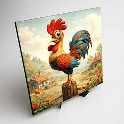 Drevený obraz pre deti - Kohút na farme