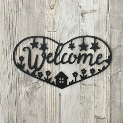Wooden Wall Decoration - Welcome | Black