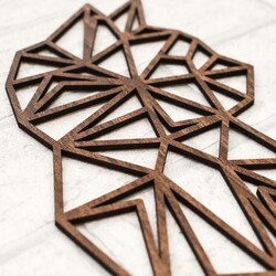 Geometric Wooden Wall Art - Cat | Walnut