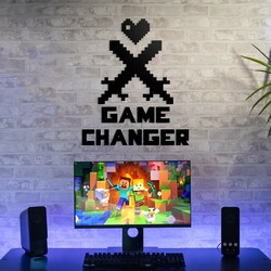 Drevený nápis - Game Changer - Minecraft | Čierna