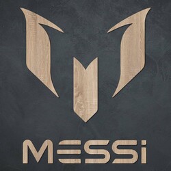 Wooden Logo of Footballer - Messi | Oak Sonoma