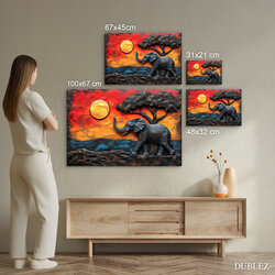 Africký obraz na dreve - Slon šťastia