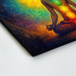 Dřevěný obraz meditace - Jóga a čakry