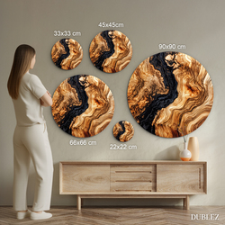 Okrúhly drevený obraz s efektom čiernej živice - Ignis