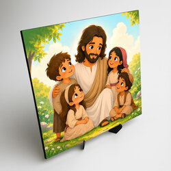 Christian picture for a children's room - Jesus among children
