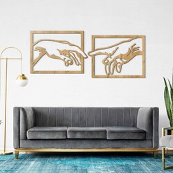 Wooden Wall Art - The Creation of Adam | Gold Craft Oak