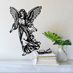 Dřevěný obraz anděla na zeď - Posel | Černá