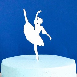 Drevený zápich na tortu - Tanečnica baletu | Biela