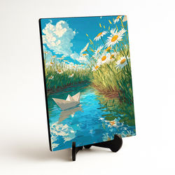 Barevný obraz - Papírová loďka na potoku