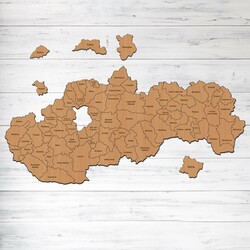 Drevené PUZZLE - Mapa okresov Slovenska  | Buk