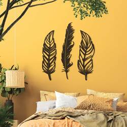Wooden Sticker on the Wall - Feathers | Wenge