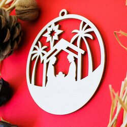 Guľa na stromček - Vianočný Betlehem | Topoľová preglejka