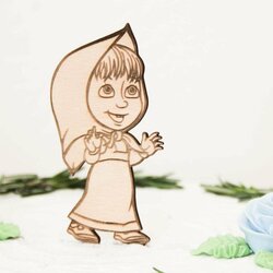 Drevená postavička na tortu - Máša a medveď