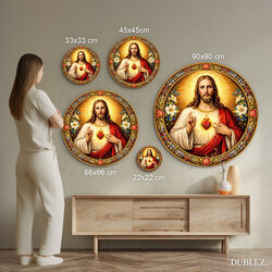 Drevený obraz Ježiša - Božské Srdce